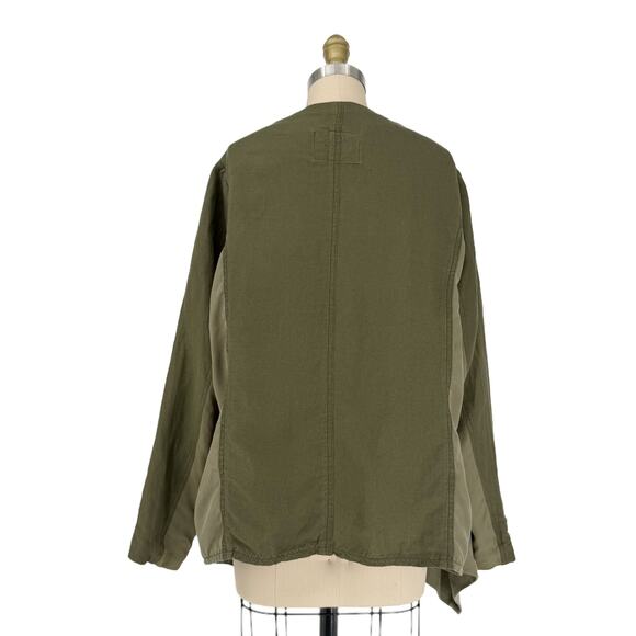 Blank NYC Draped Open Front Jacket Womens Small Olive Green Linen Blend - Picture 10 of 16